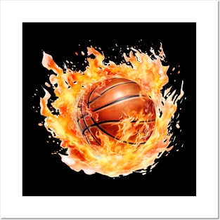 Flamming Basketball Watercolor Posters and Art